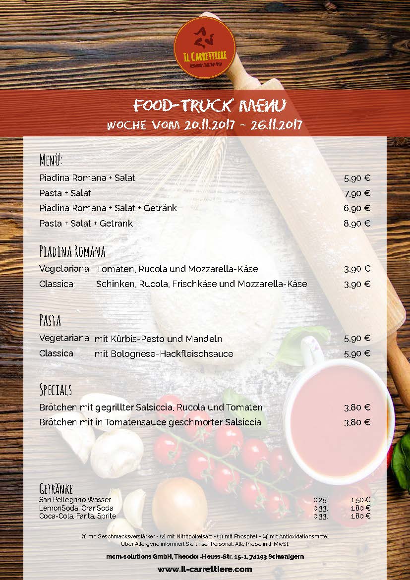 Il Carrettiere - Food-Truck - Menü - 2017-11-20